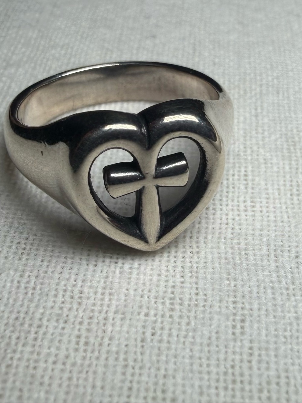 James Avery Sterling Heart Ring with Cross Cutout - Silver